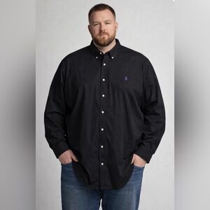 Polo Ralph Lauren Button Long Sleeve Shirt Mens 3XL Black Purple Pony Logo NICE